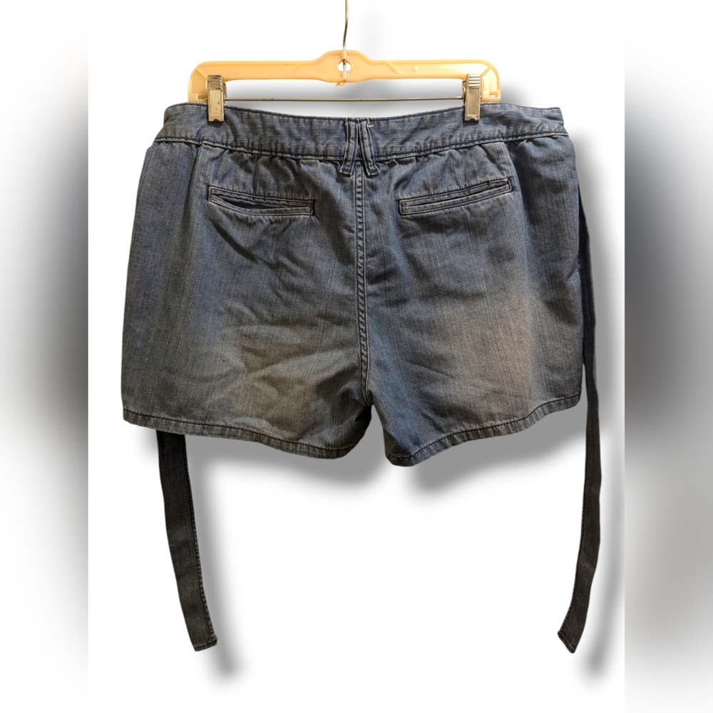 Gap Tie Belt Denim Medium Blue Jean Shorts High Rise Retro- 14 - Picture 3 of 13